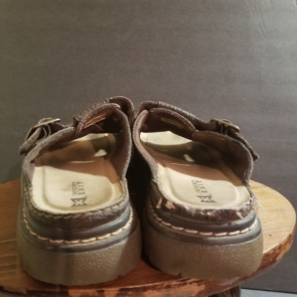 Y2k 90s Emergency Exit Thick Chunky Sole Slip On Sandals Brown Sz 7 buckle - Picture 2 of 14
